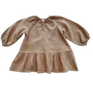 Quincy Mae (Rylee + Cru) Cinnamon Grid Lany Dress Size 2-3T